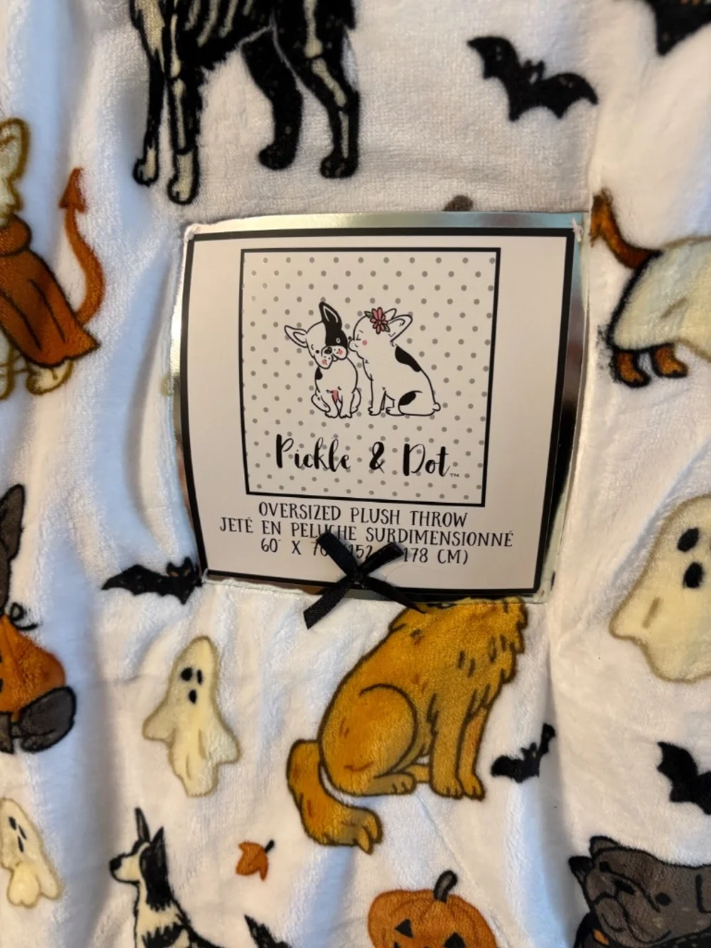 Pickle and Dot OVERSIZED HALLOWEEN DOGS IN COSTUME BLANKET